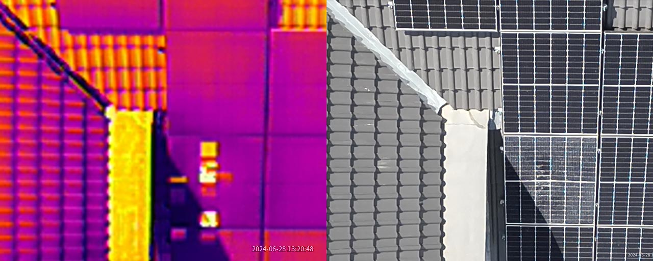 Defektes Solarpaneel gefunden mit einer Drohne
